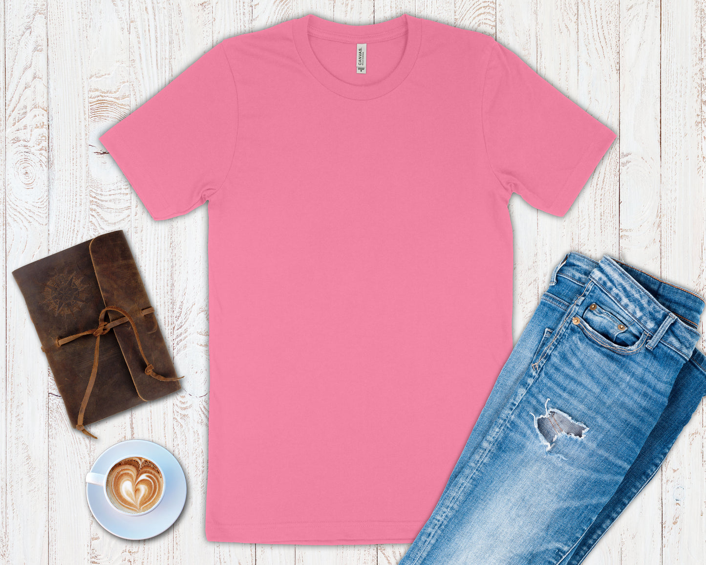 Bella + Canvas 3001 charity pink cotton t-shirt, front view