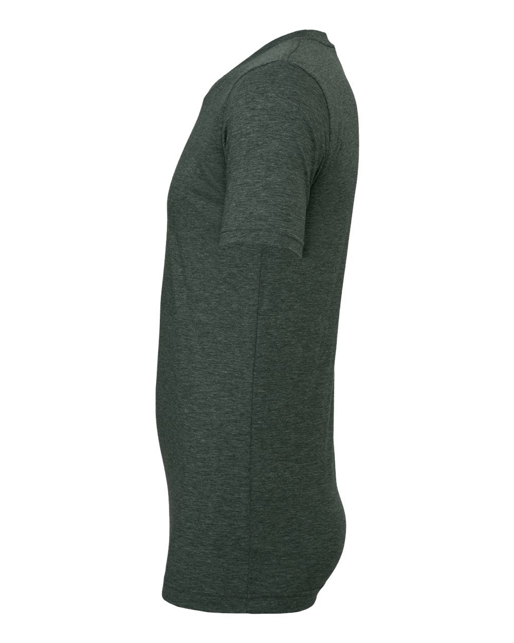 Bella + Canvas 3001 heather forest t-shirt, side view