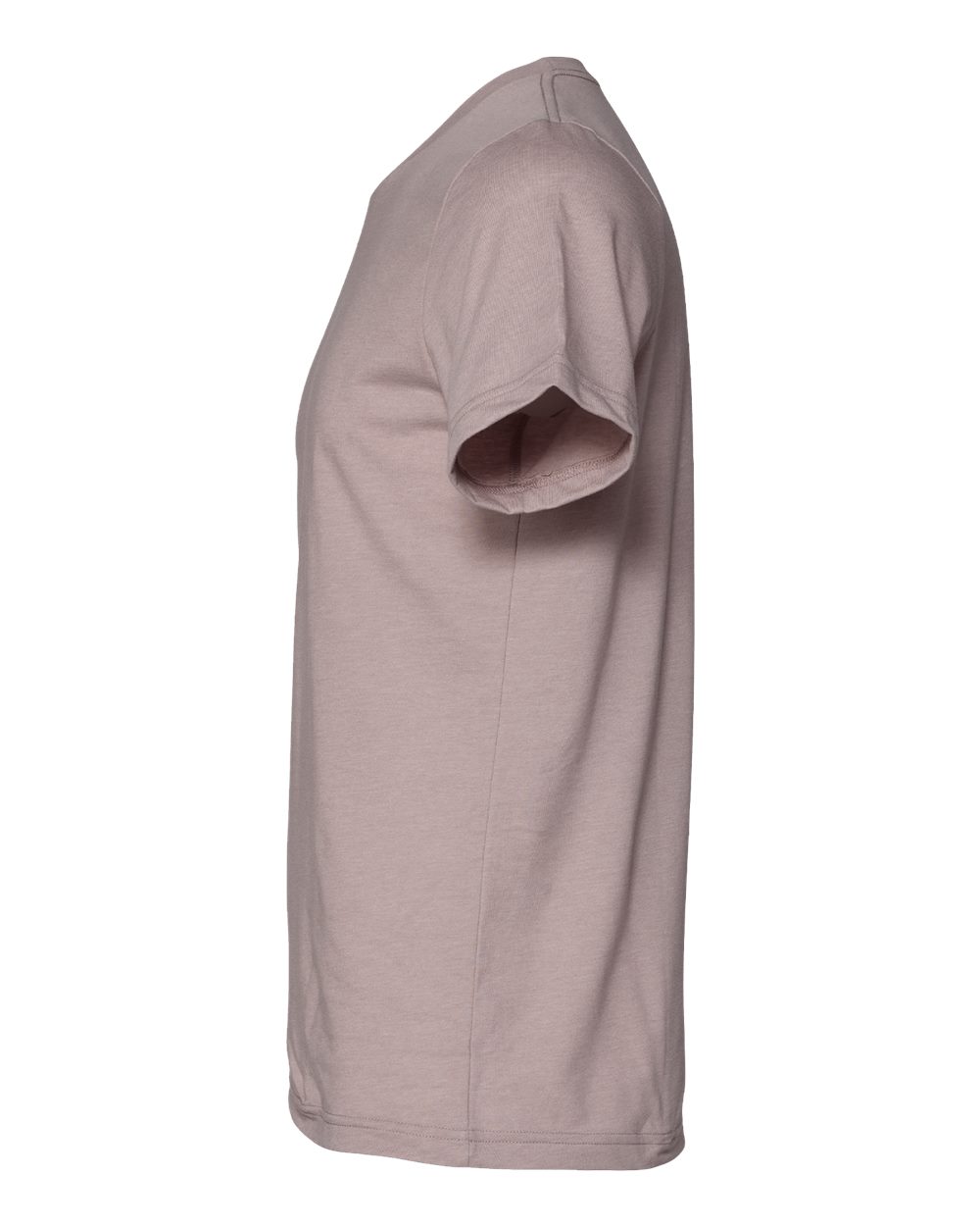 Bella + Canvas 3001 heather pink gravel t-shirt, side view