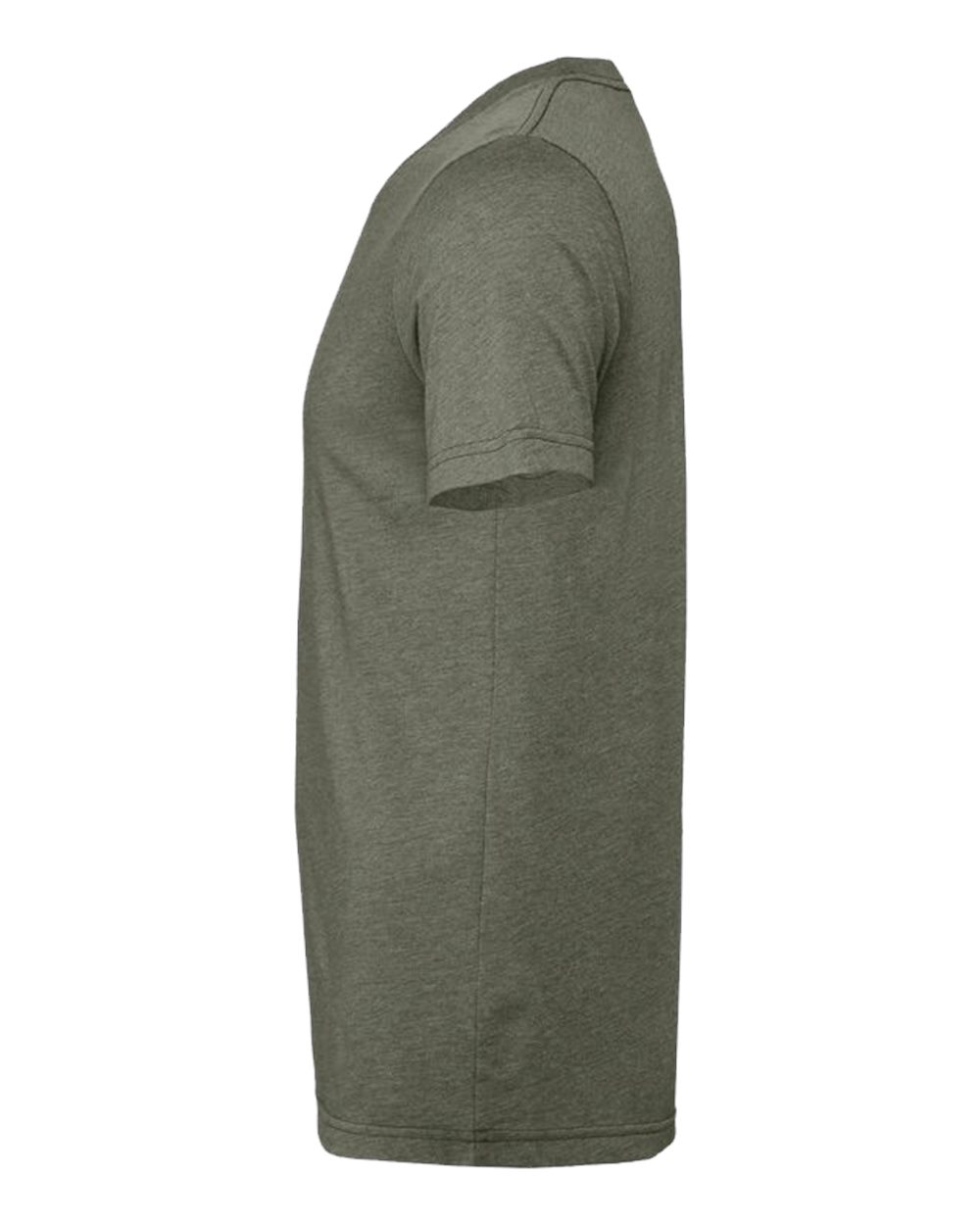 Bella + Canvas 3001 heather military green t-shirt, side view