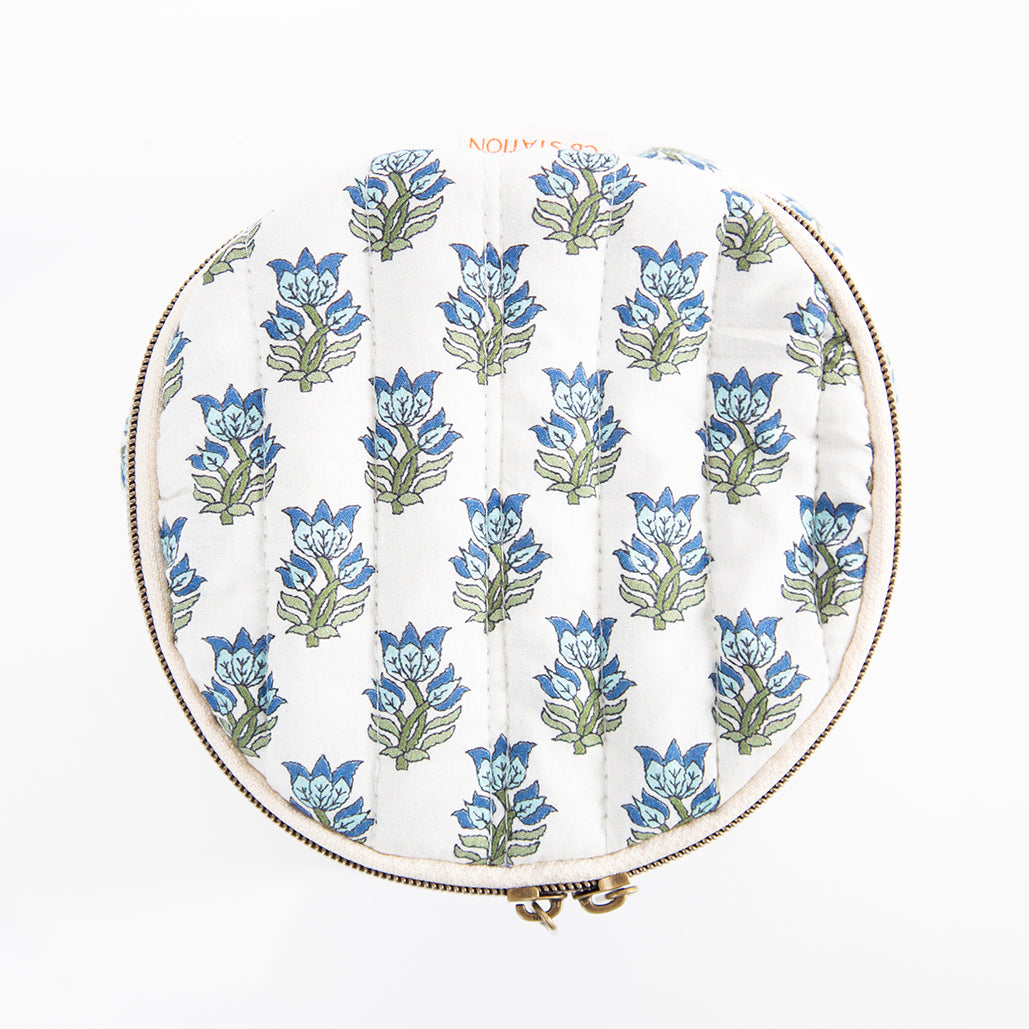 Personalized Block Print Circle Case for Pretty Keepsakes, Aqua alternate view 4