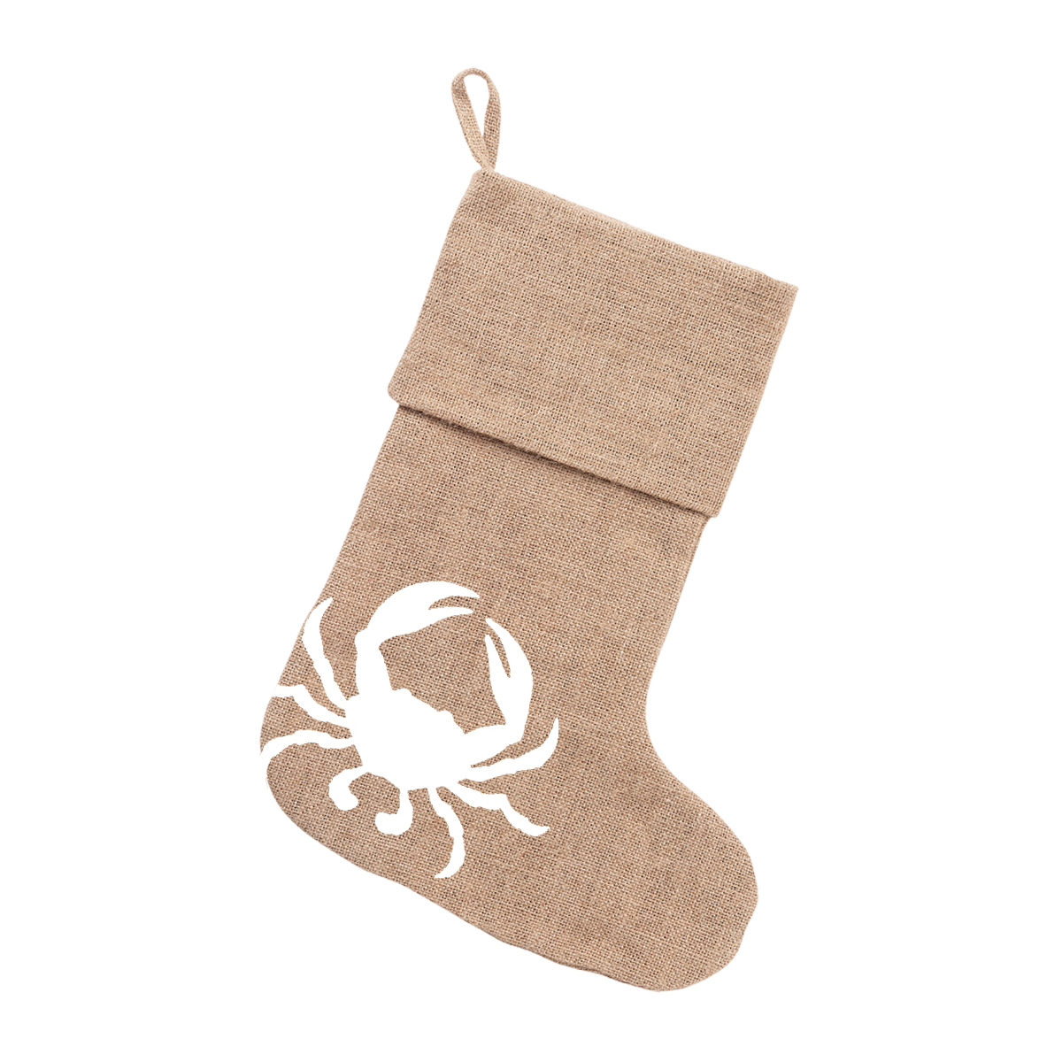 Coastal Crab Burlap Rustic Holiday Stockings