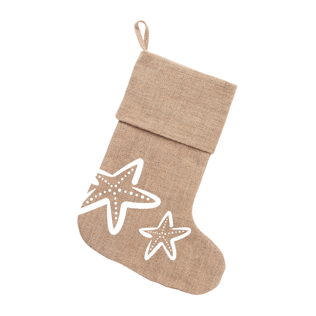 Coastal Starfish Burlap Rustic Holiday Stockings