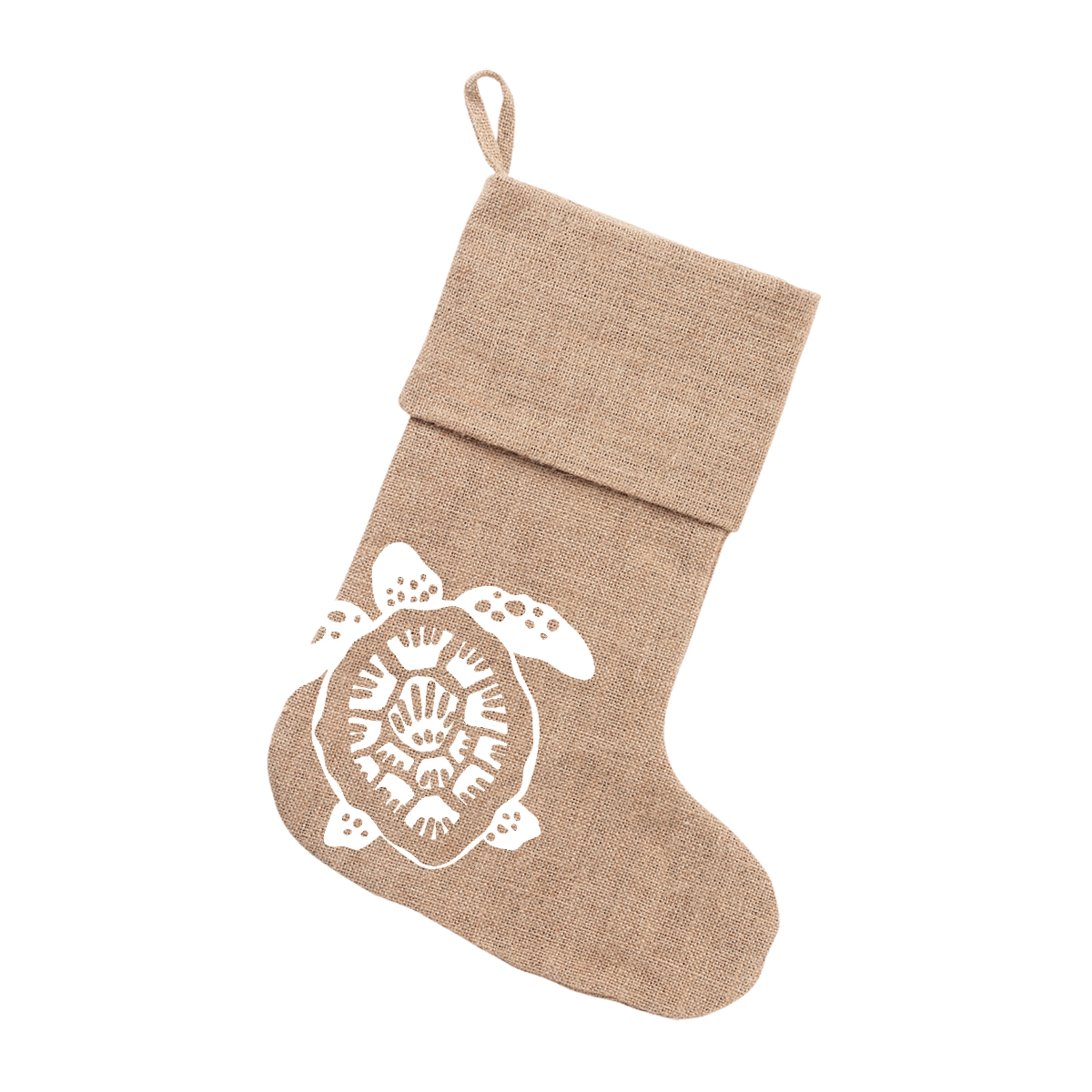 Coastal Turtle Burlap Rustic Holiday Stockings