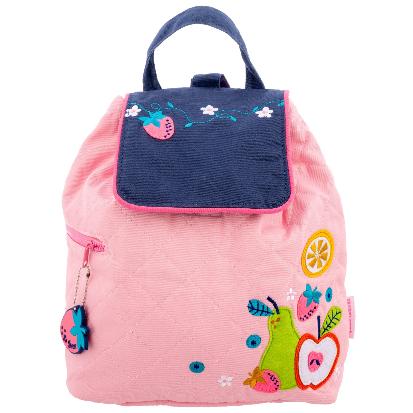 Stephen Joseph Embroidered Quilted Backpack for Toddlers, Fruit