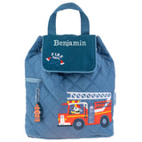 Stephen Joseph Embroidered Quilted Backpack for Toddlers, Firetruck