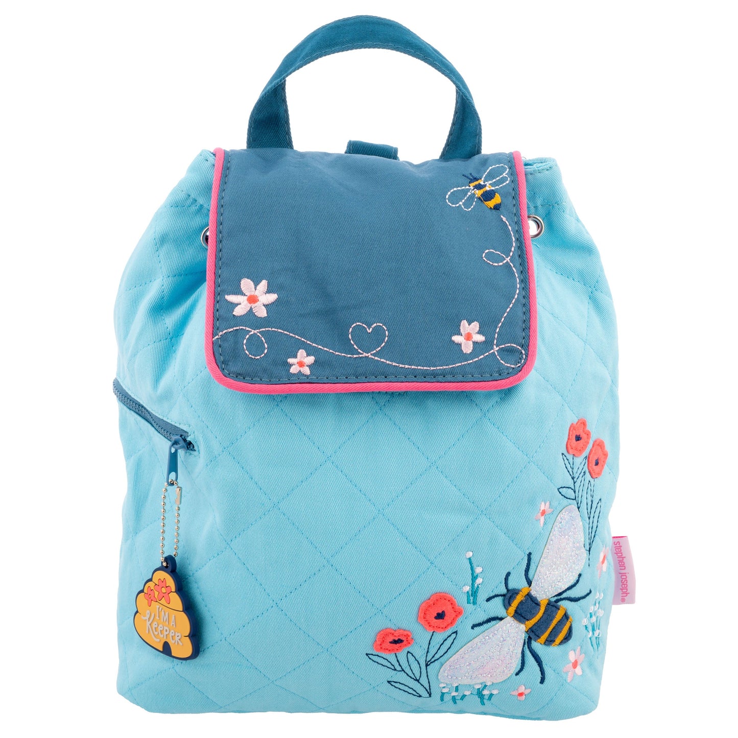 Stephen Joseph Embroidered Quilted Backpack for Toddlers, Bee
