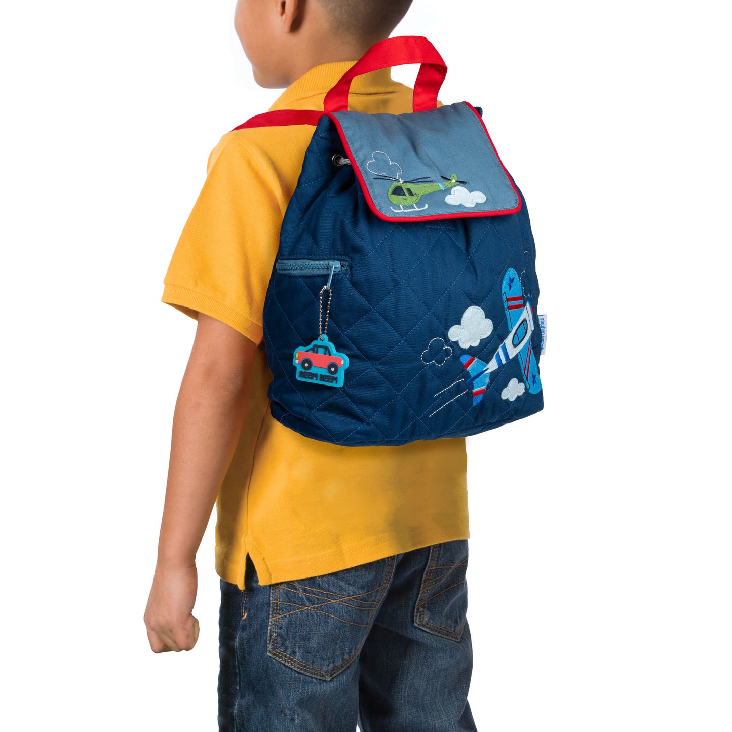 Stephen Joseph Embroidered Quilted Backpack for Toddlers, Helicopter & Plane