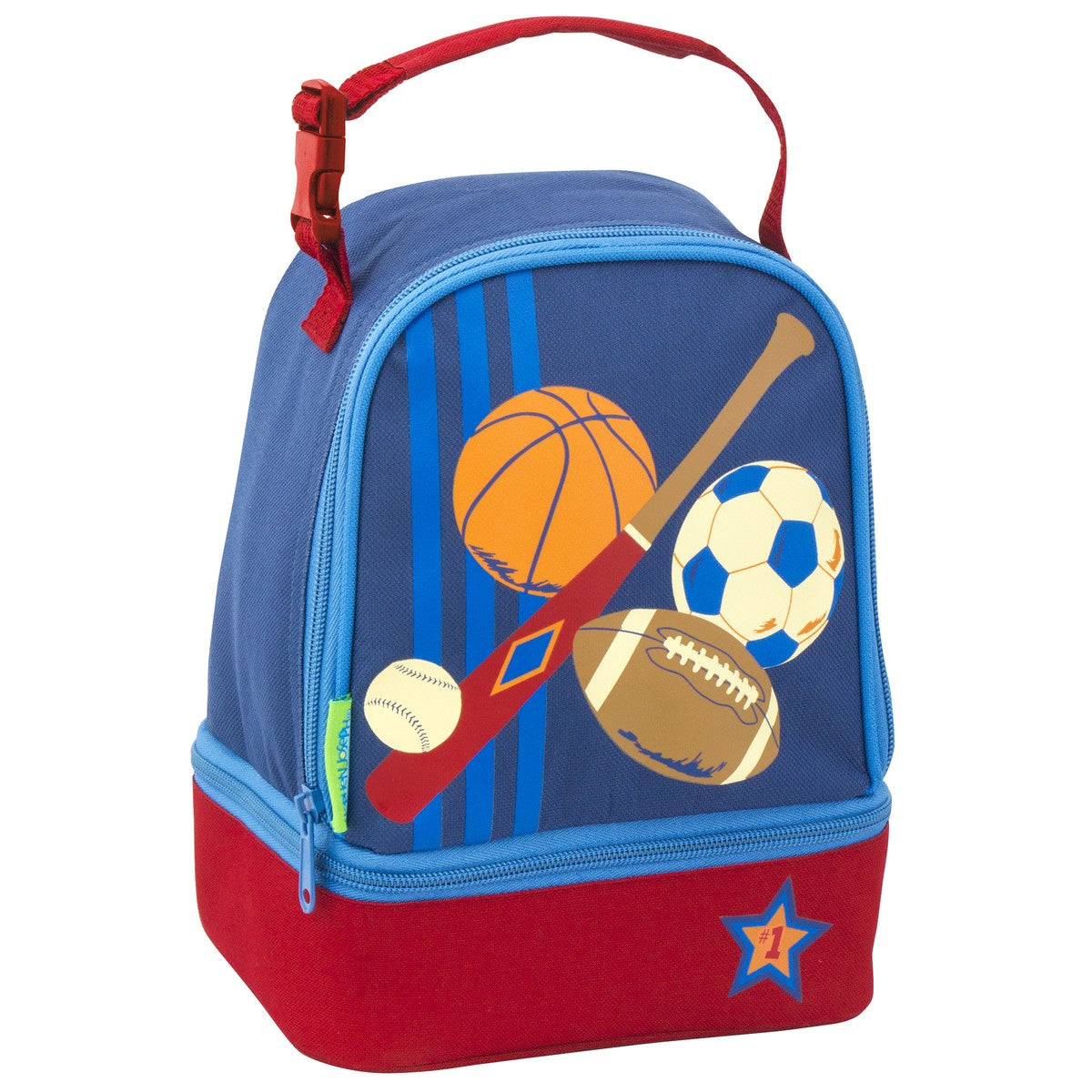 Sports lunch pal lunch box, alternate angle showing fabric detail