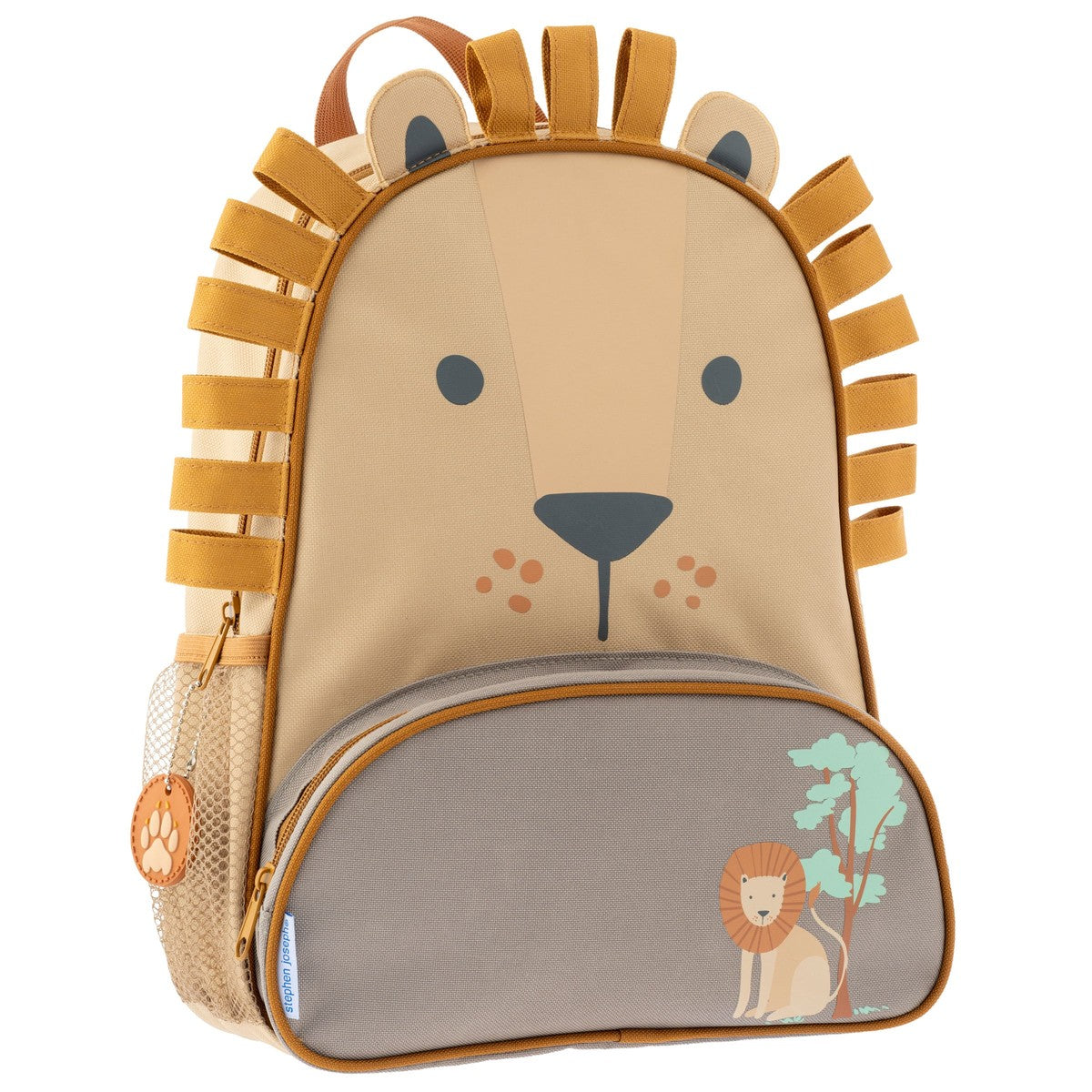 Lion Stephen Joseph Sidekick Backpack front view with personalized name embroidery