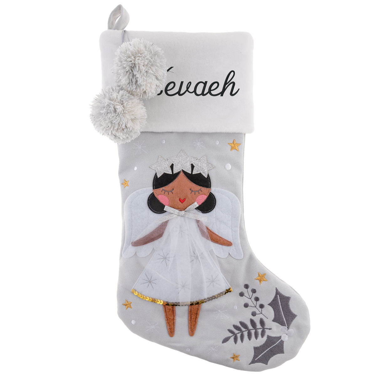 Personalized Black Hair Angel stocking by Stephen Joseph