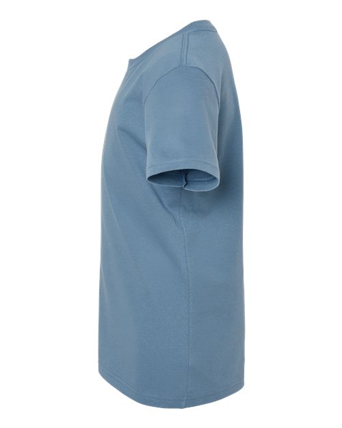 Bella + Canvas 3001 steel blue cotton t-shirt, side view