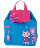 Stephen Joseph Embroidered Quilted Backpack for Toddlers, Teal Cats