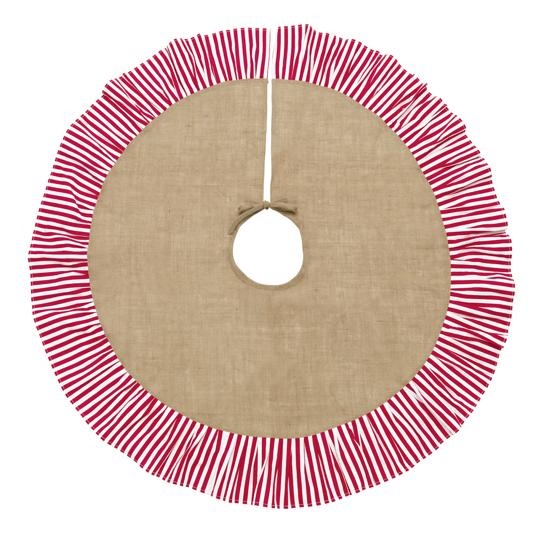 Red Striped Ruffle & Burlap Holiday Tree Skirt