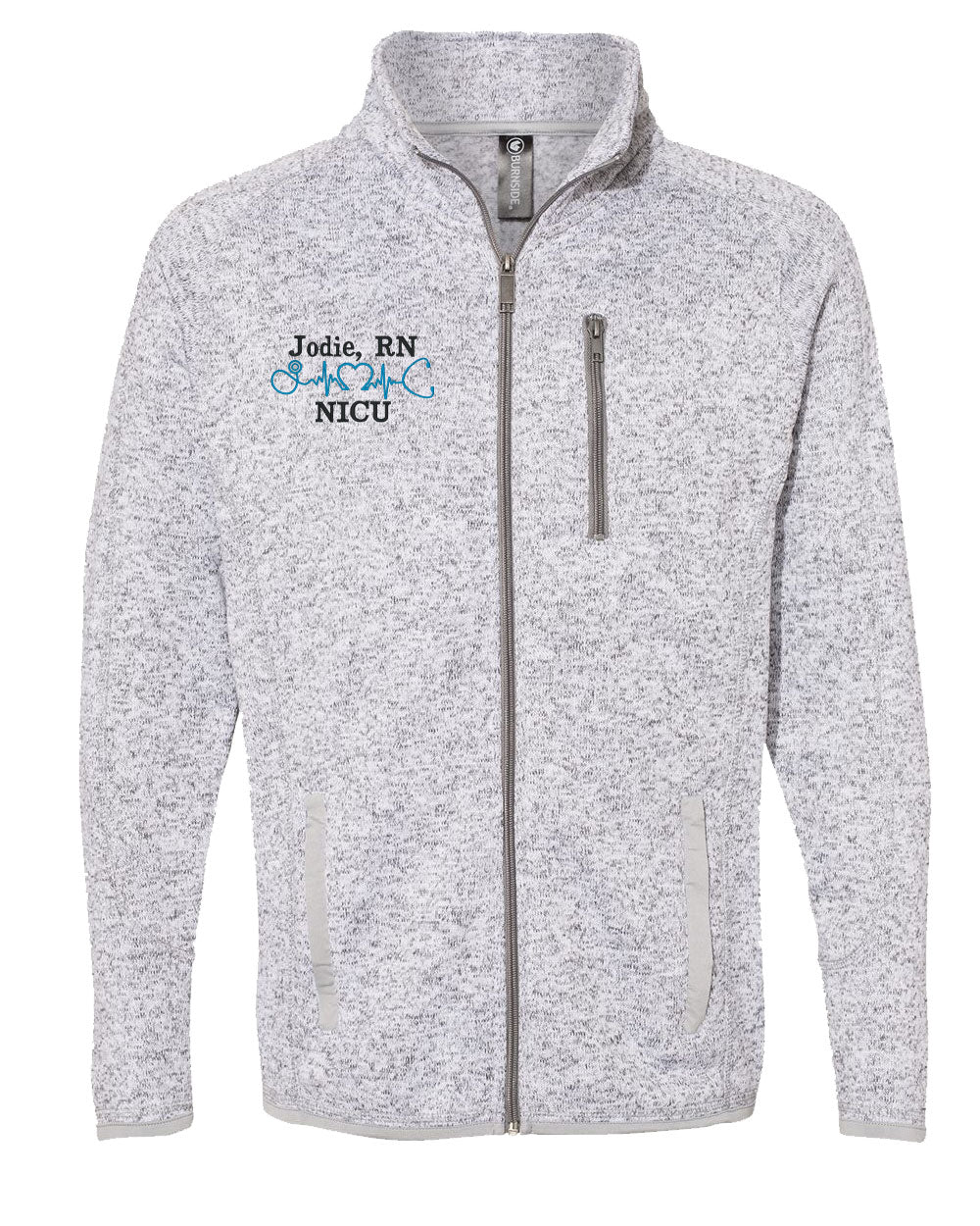 Sweater Knit Jacket with Personalized Stethoscope Embroidery
