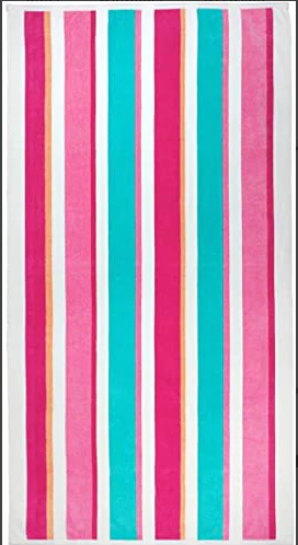 Cotton Velour Multicolored Stripe Beach Towel 32" x 62"
