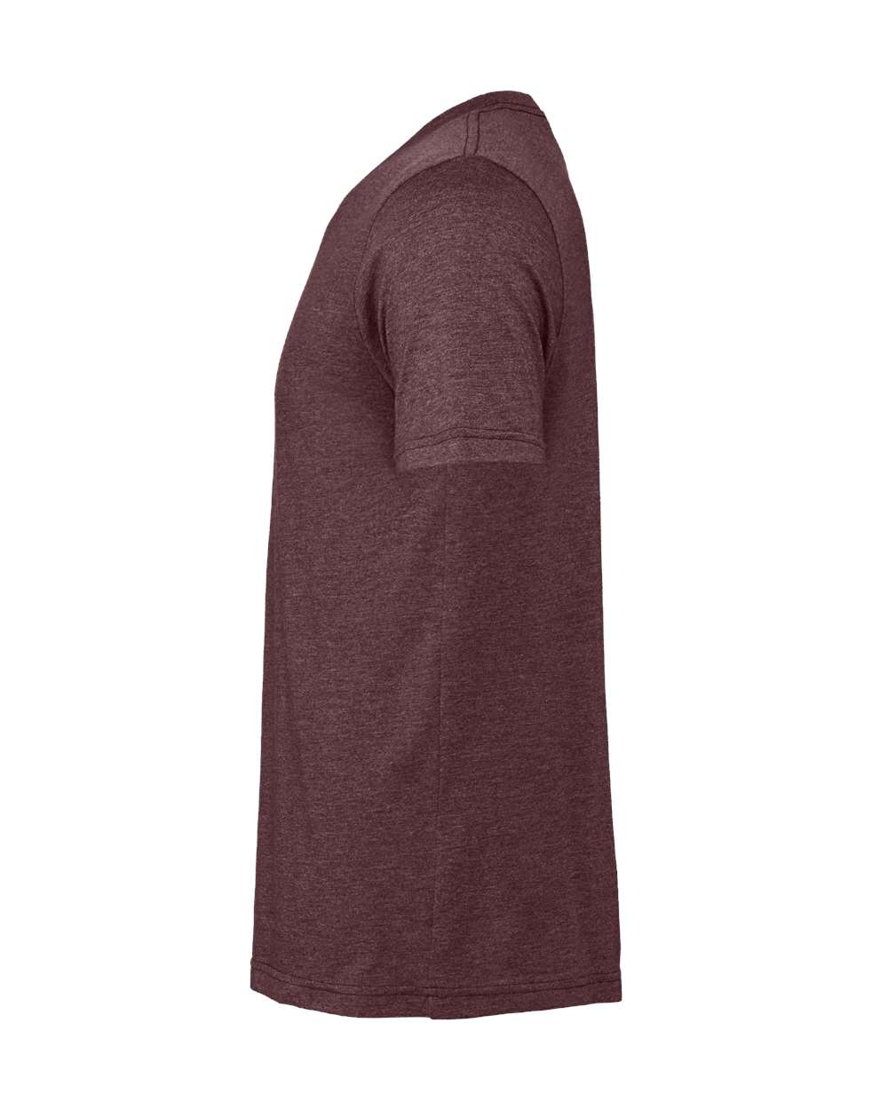 Bella + Canvas 3001 heather maroon t-shirt, side view
