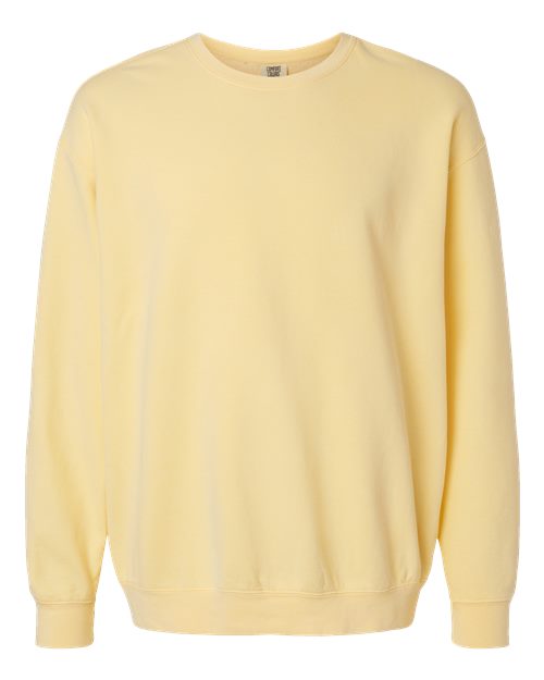 Comfort Colors Garment-Dyed Lightweight Fleece Crewneck Sweatshirt in Butter, Small