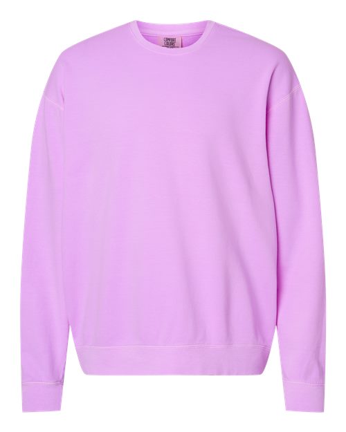 Comfort Colors Garment-Dyed Lightweight Fleece Crewneck Sweatshirt in Neon Violet, Small