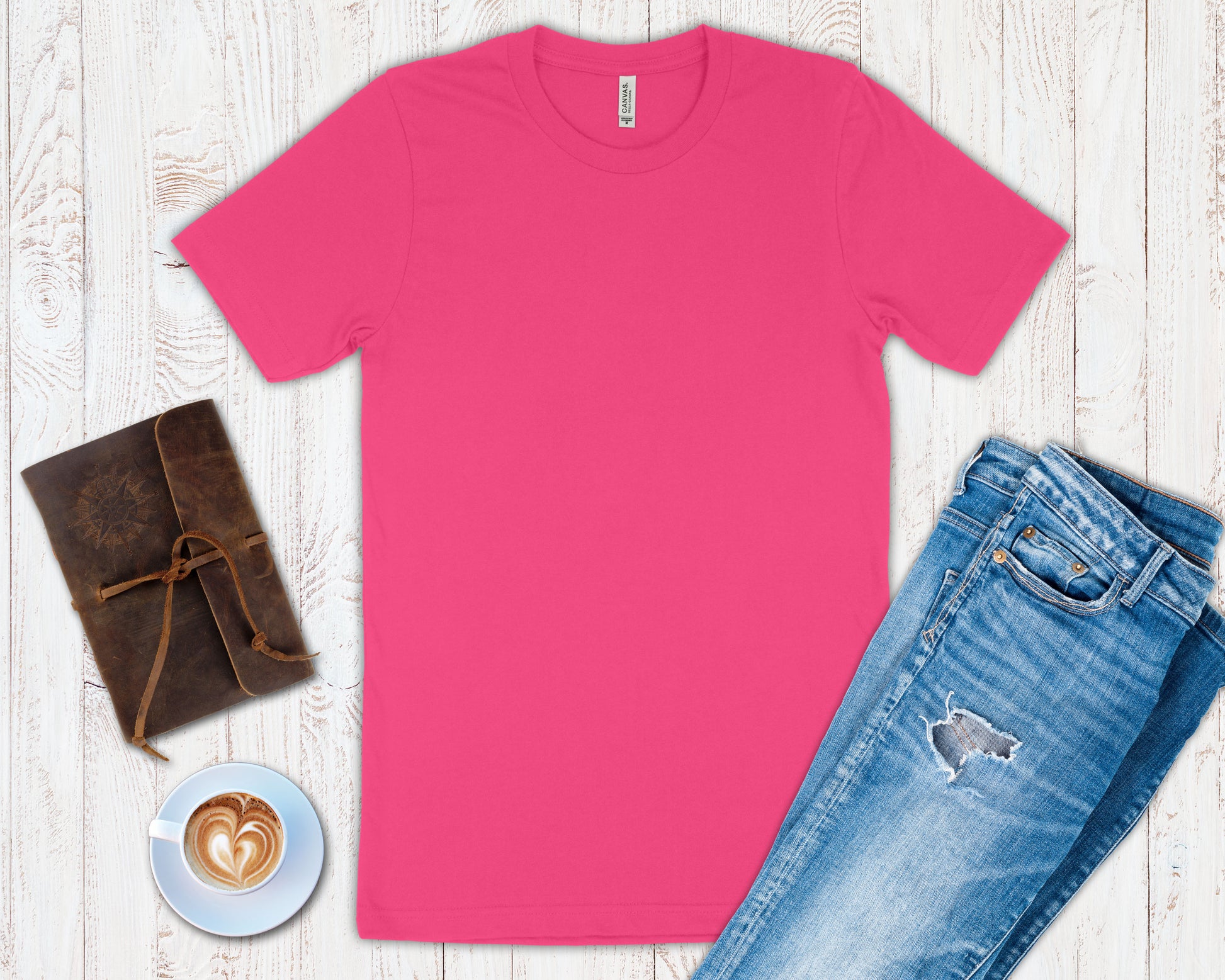 Bella + Canvas 3001 fuchsia cotton t-shirt, front view