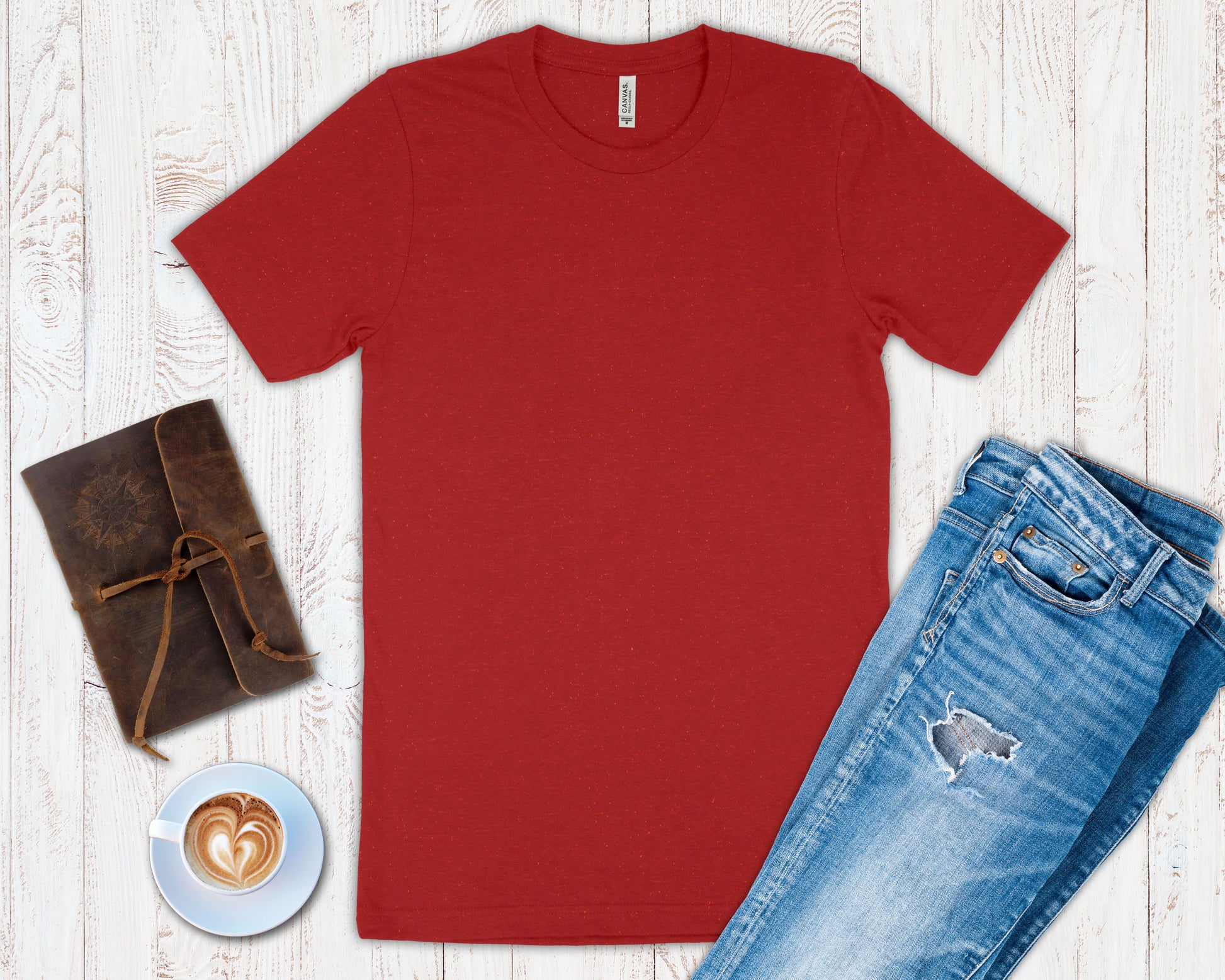 Bella + Canvas 3001 canvas red cotton t-shirt, front view