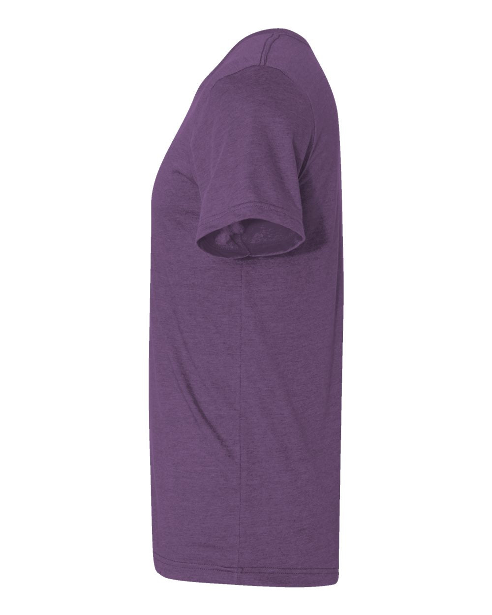 Bella + Canvas 3001 heather team purple t-shirt, side view