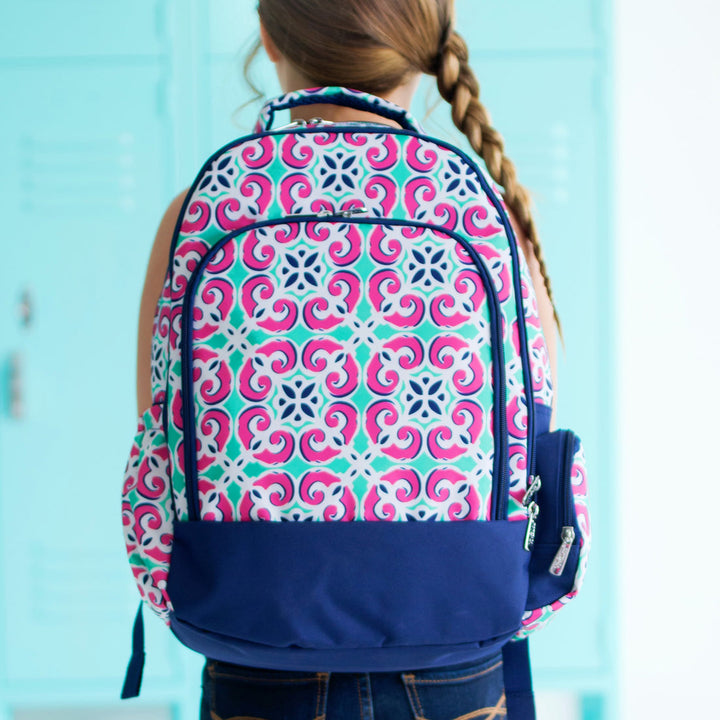 Childs Backpack in Mia Navy Tile