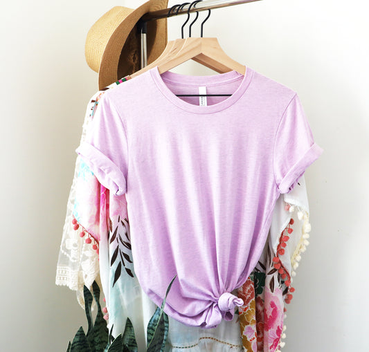Bella + Canvas 3001 lilac cotton t-shirt, front view