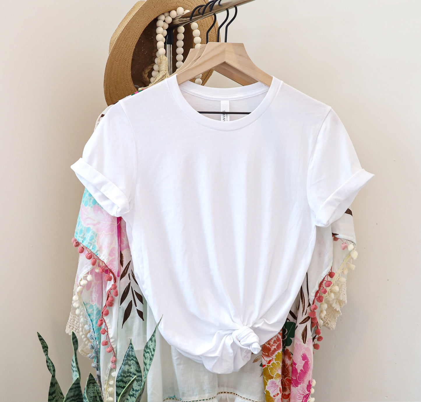 Bella + Canvas 3001 white cotton t-shirt, front view