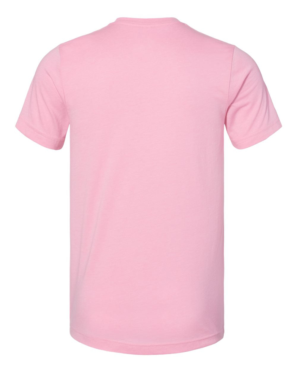 Bella + Canvas 3001 heather bubble gum t-shirt, back view