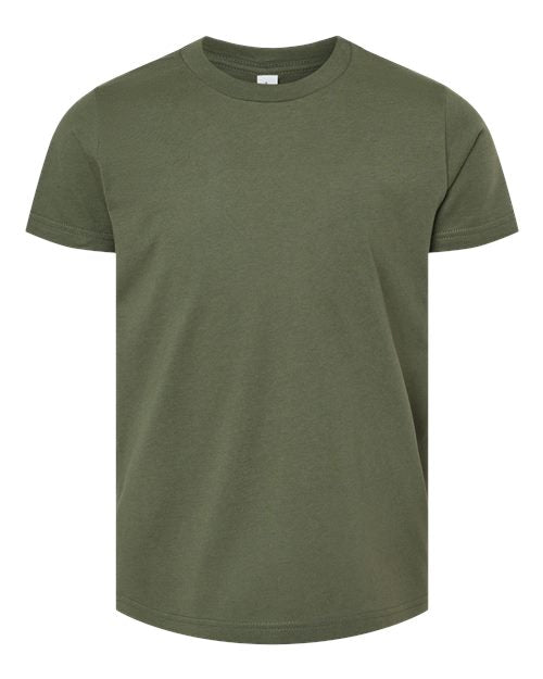 Bella + Canvas 3001 military green cotton t-shirt, front view