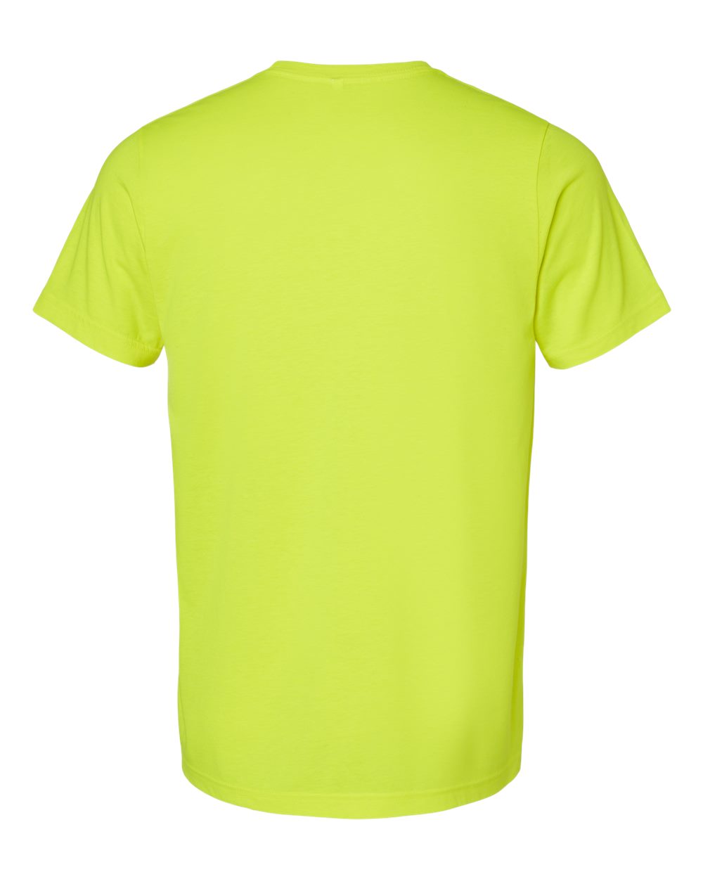 Bella + Canvas 3001 neon yellow t-shirt, back view
