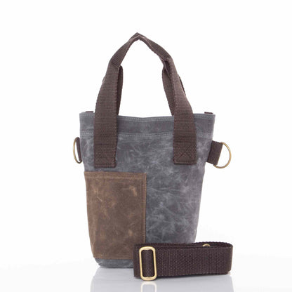 Monogrammed Waxed Canvas Wine Bottle Tote – Slate