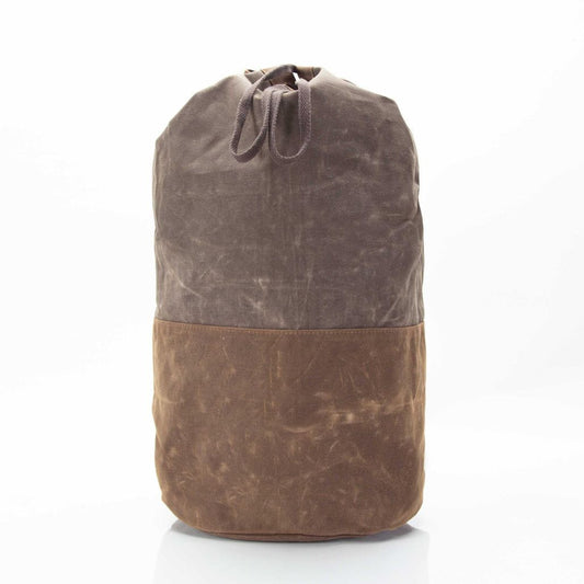 Personalized Waxed Laundry Duffel for Laundry Day, Olive personalized front