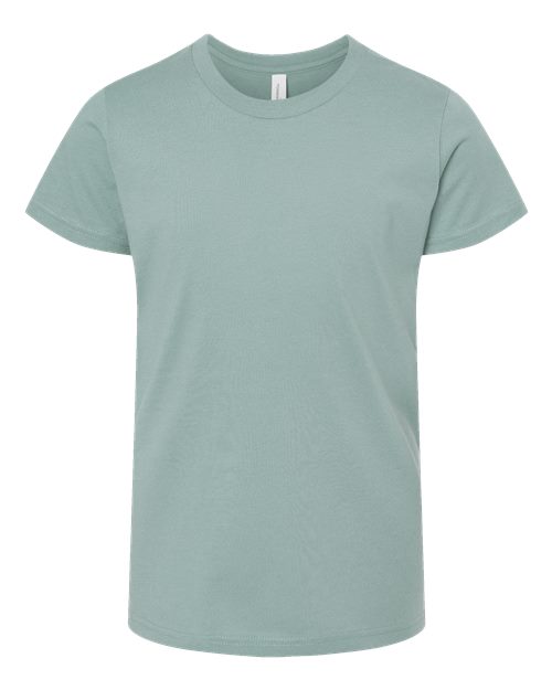 Bella + Canvas 3001 dusty blue cotton t-shirt, front view
