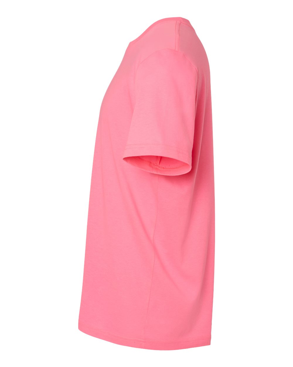 Bella + Canvas 3001 neon pink t-shirt, side view
