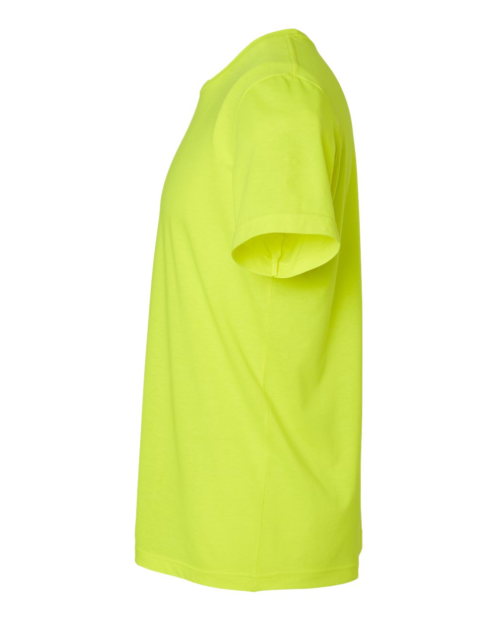 Bella + Canvas 3001 neon yellow t-shirt, side view
