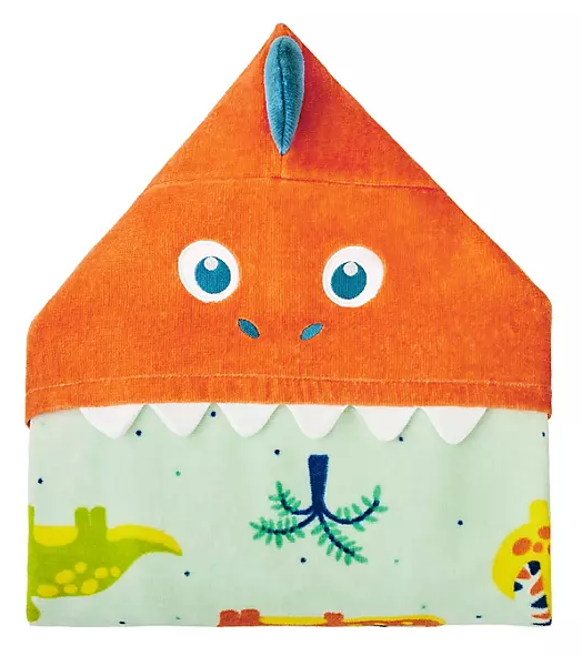 Personalized Dinosaurs Hooded Beach Towel for Kids, alternate flat view