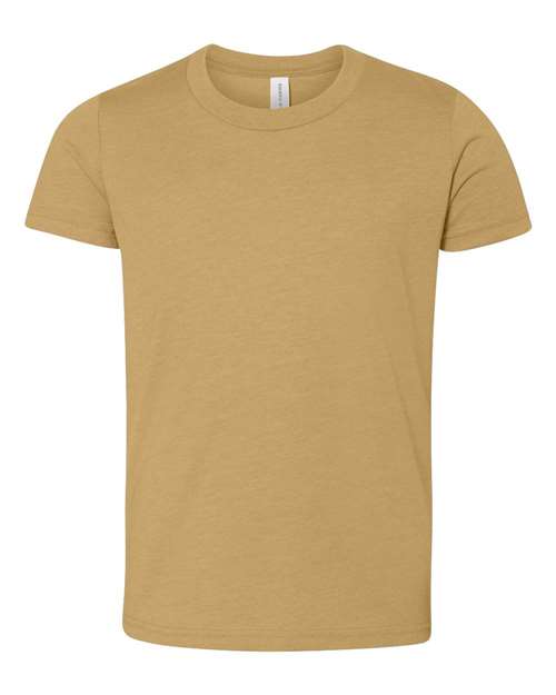 Bella + Canvas 3001 mustard cotton t-shirt, front view