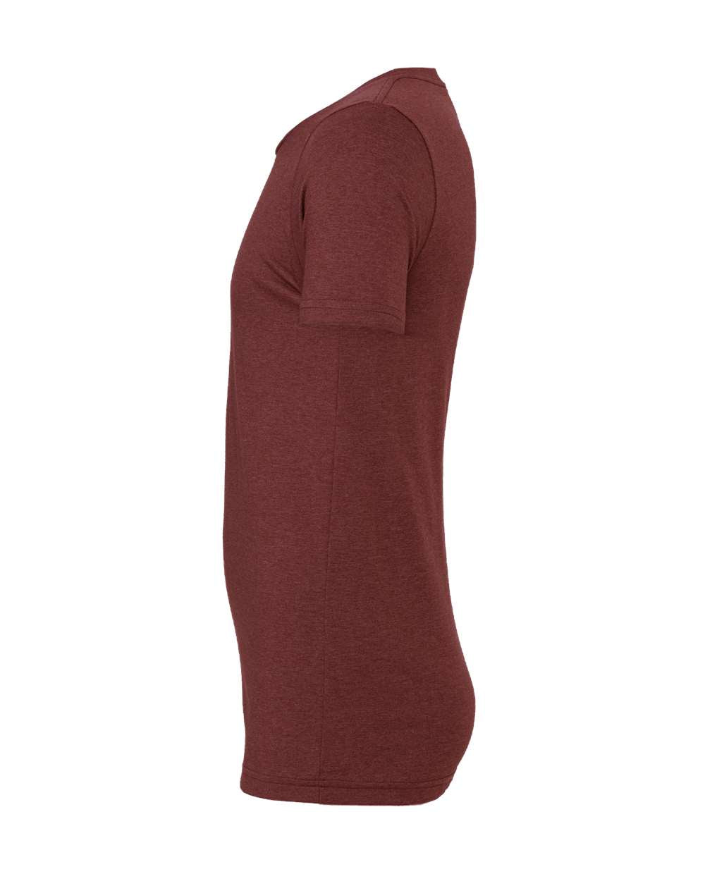 Bella + Canvas 3001 heather cardinal t-shirt, side view