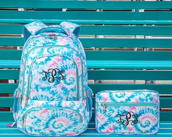 Backpack & Lunchbox Set, Pink & Blue Tie Dye