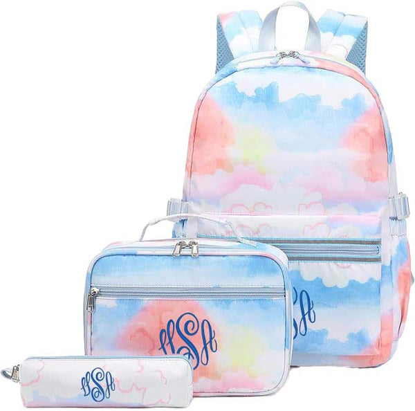 Backpack, Lunchbox & Pencil Bag Set, Blue Clouds