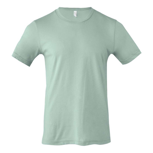 Bella + Canvas 3001 dusty blue cotton t-shirt, front view