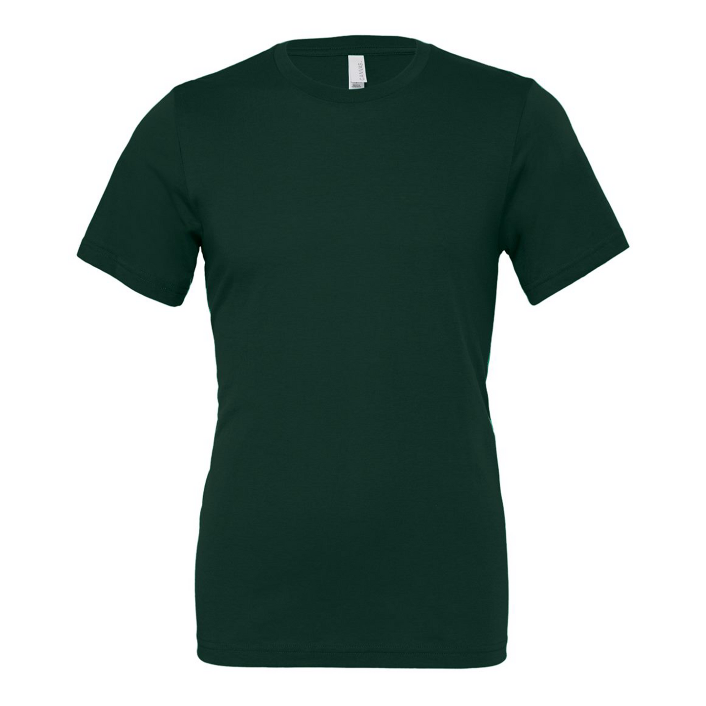 Bella + Canvas 3001 forest green cotton t-shirt, front view