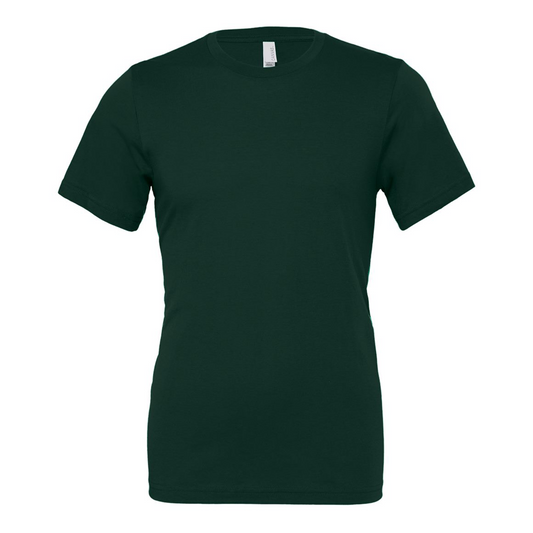 Bella + Canvas 3001 forest green cotton t-shirt, front view
