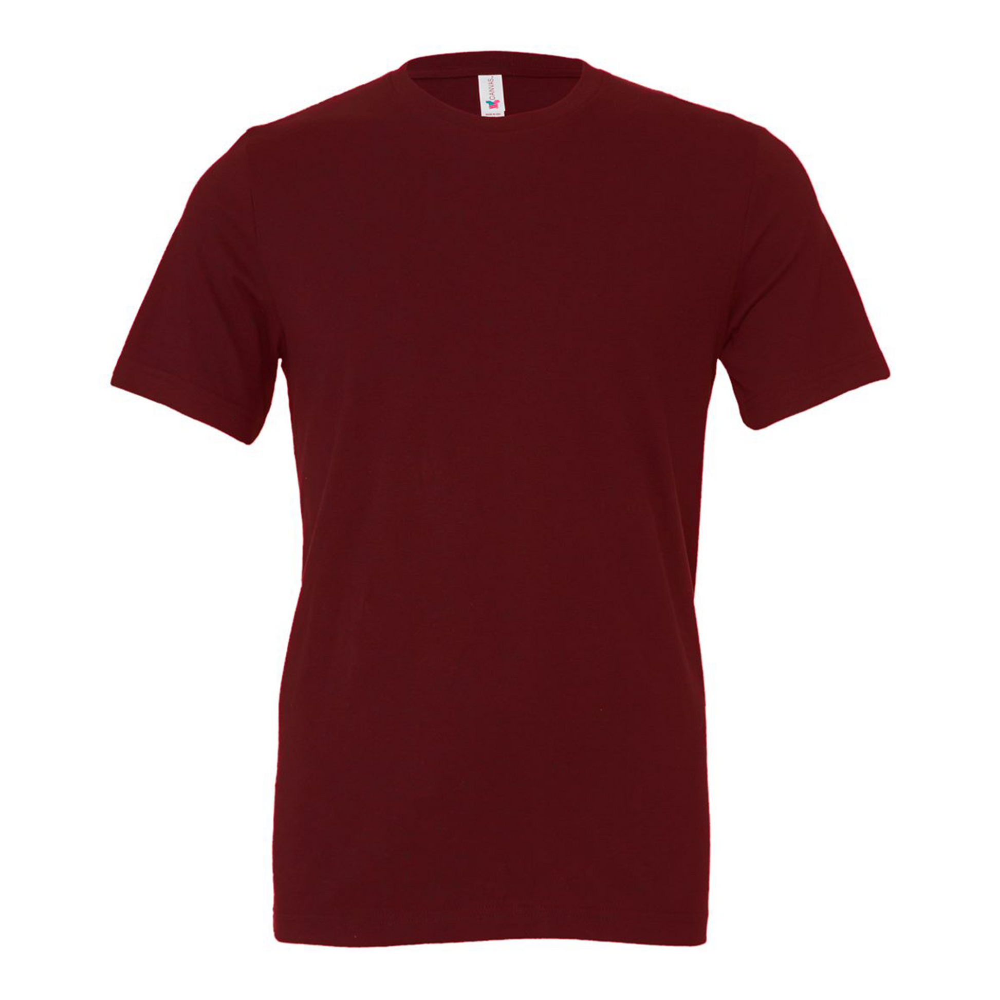 Bella + Canvas 3001 maroon cotton t-shirt, front view
