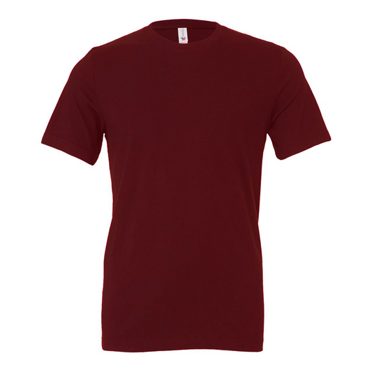 Bella + Canvas 3001 maroon cotton t-shirt, front view