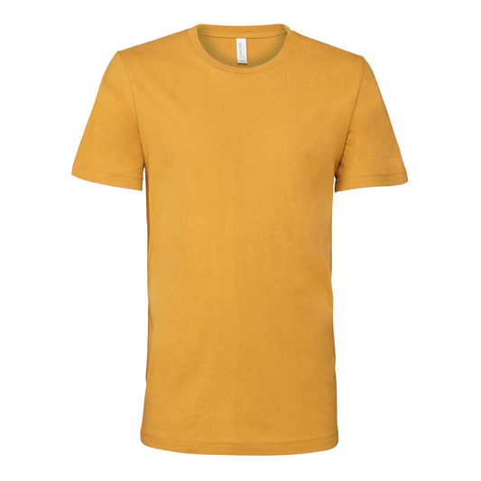 Bella + Canvas 3001 mustard cotton t-shirt, front view