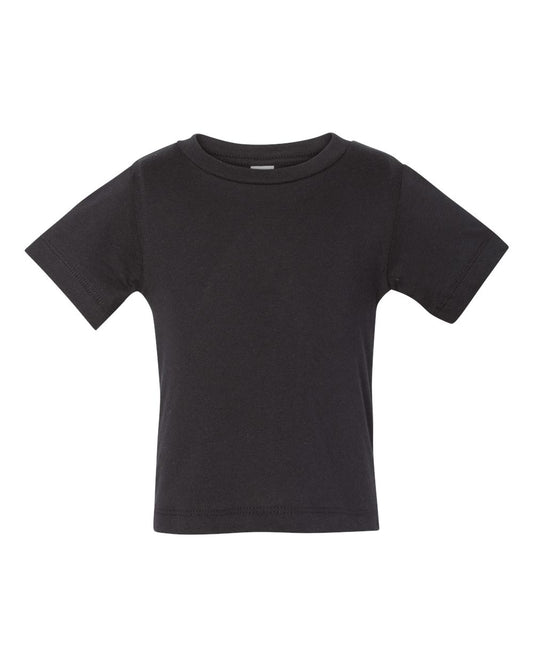 Bella + Canvas 3001 black infant cotton t-shirt, front view