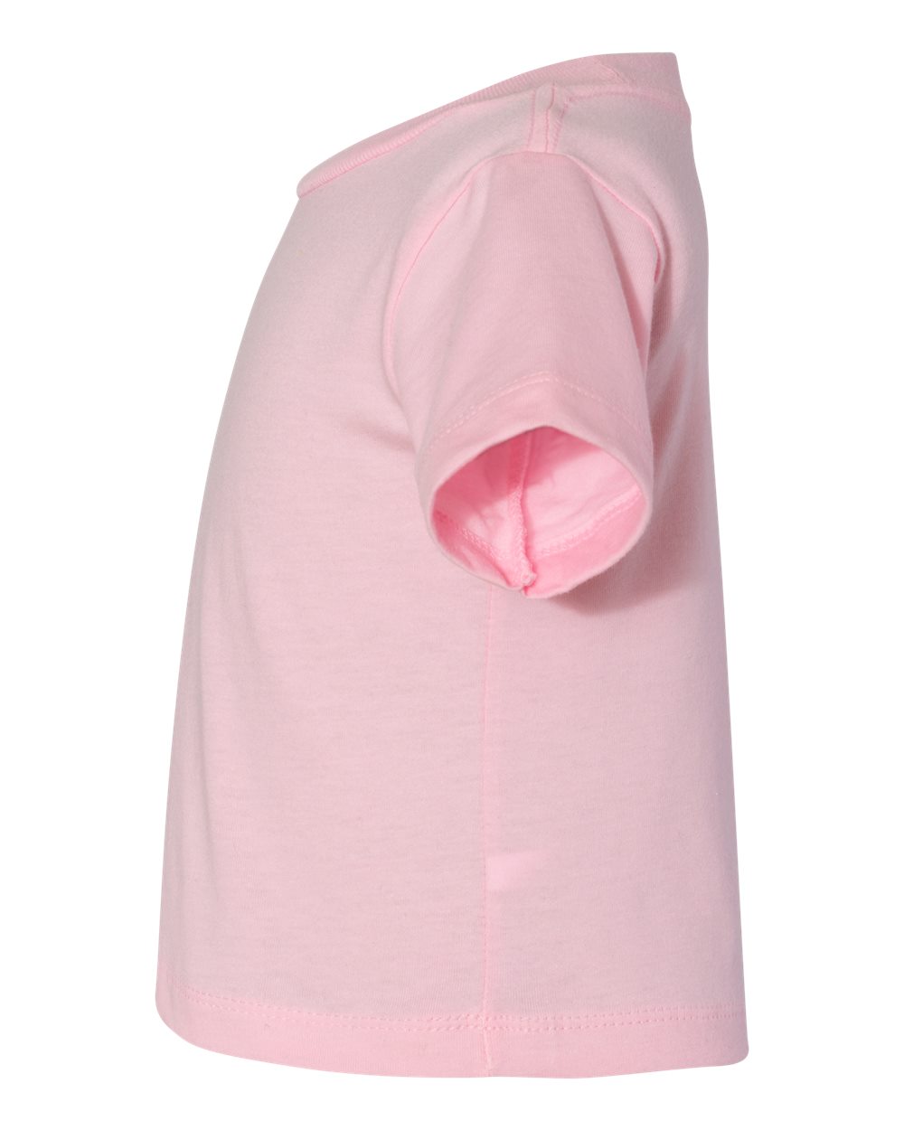 Bella + Canvas 3001 pink infant cotton t-shirt, side view